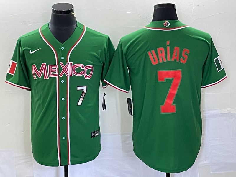 Men 2023 World Cub Mexico 7 Urias Green orange Nike MLB Jersey8